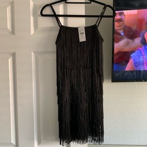black fringe dress